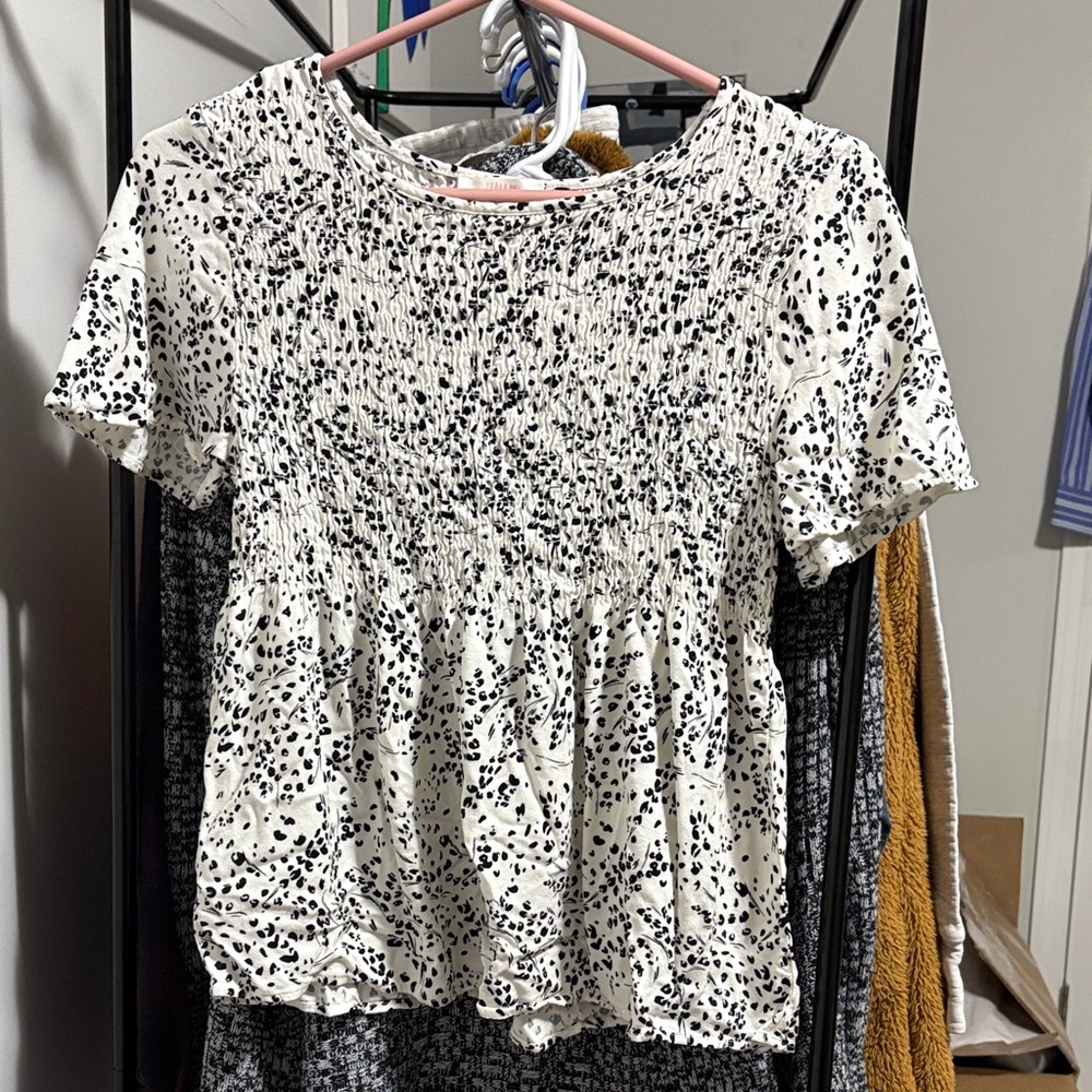 URBAN Romantics Black and White Smocked Blouse